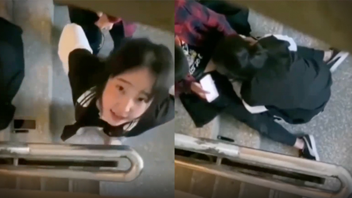 偷拍极品学生妹！楼梯间狂操高中情侣激情内射
